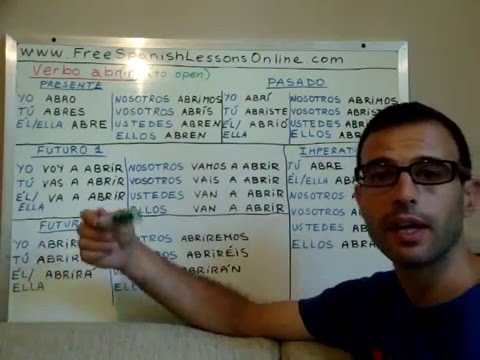 Free Spanish Lessons 101 - Verb ABRIR in Past Present Future Imperative