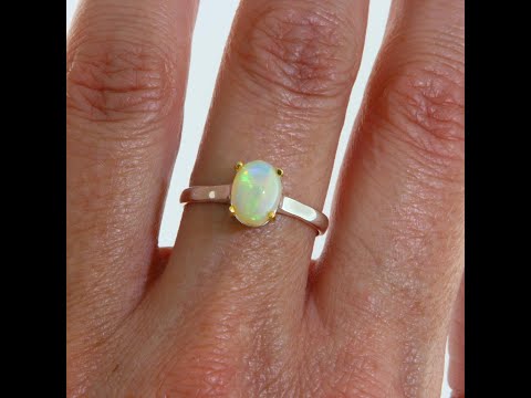 Inel Argint 925 Accente aurite Opal Natural - Eleganta si Magie