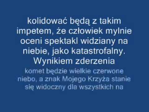 Krzyż na niebie - znak Krzyża na niebie - orędzia Ostrzeżenia (objawienia) zderzenie komet