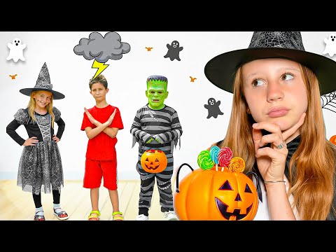 Nastya and costumed Halloween at school