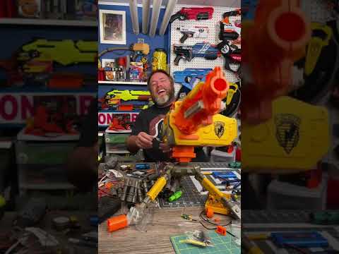 My favourite mod yet (as you can tell). Nerf Vulcan with flywheel “afterburner” running on 3S LIPO.