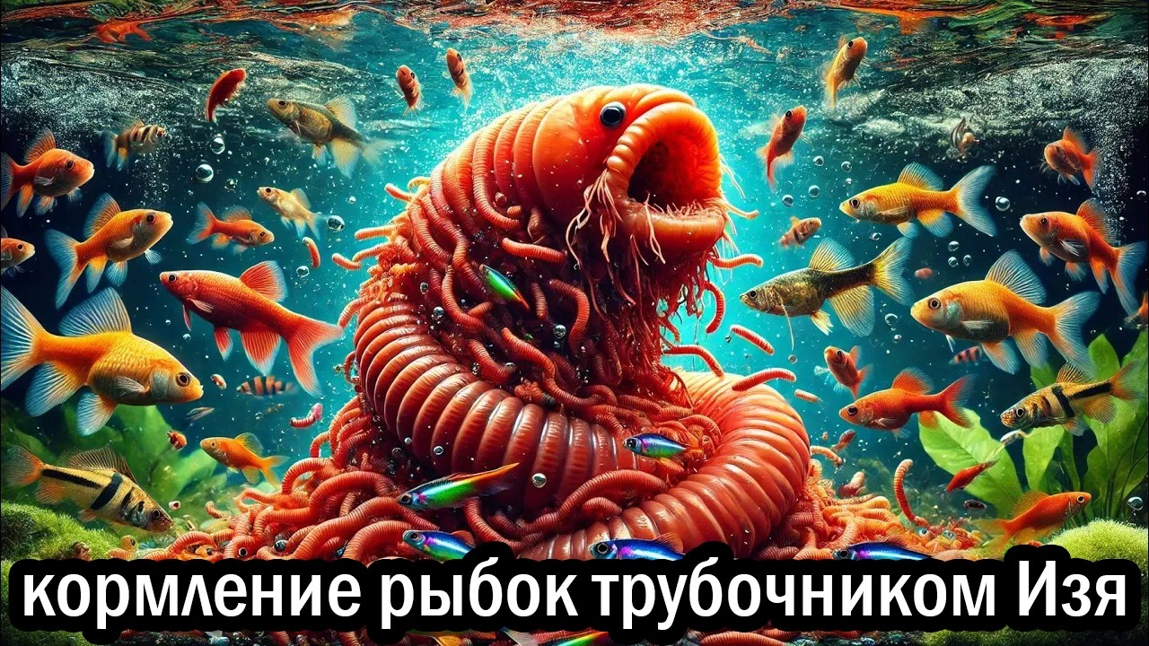Кормление аквариумных рыбок живым кормом! Израильский Трубочник Изя Tubifex!