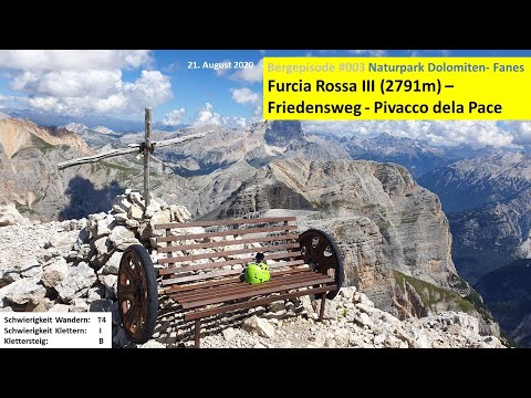 Furcia Rossa III (2791 m) Friedensweg mit Klettersteig (B), Fanes-Sennes Naturpark Dolomiten