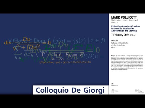 Colloquio De Giorgi - M. Pollicott - Estimating characteristic values in Dynamics...-7 febbraio 2024