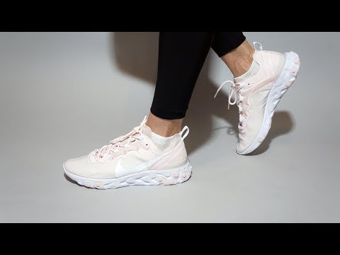 Nike React Element 55 pink / white BQ2728-600 on feet