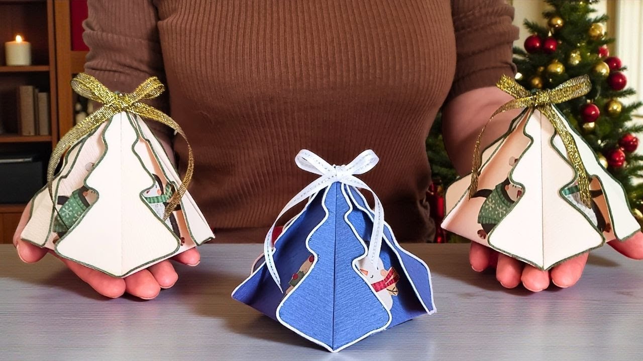 Christmas Tree Kirigami Boxes Perfect for Hiding Small Surprises * Paper Crafts * I. Sasaki Original