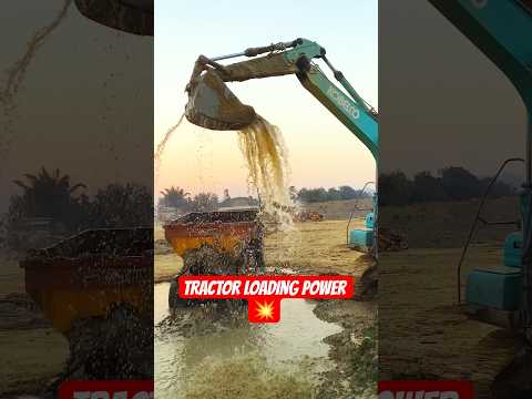 Extreme Mud Loading in Tractor Trolley | Excavator Water Splash Power 😱💥 #shorts #jcbexcavator