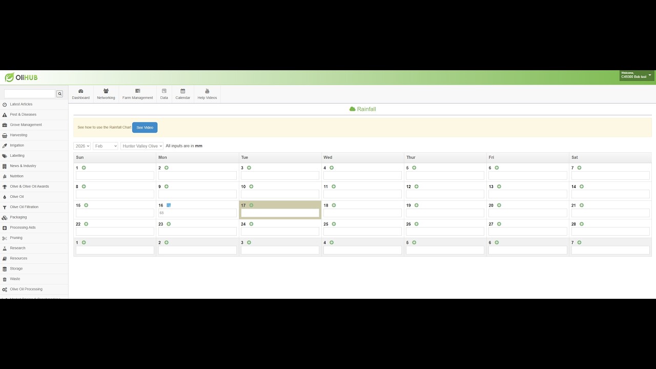 OliHUB - How to use the Rainfall Chart