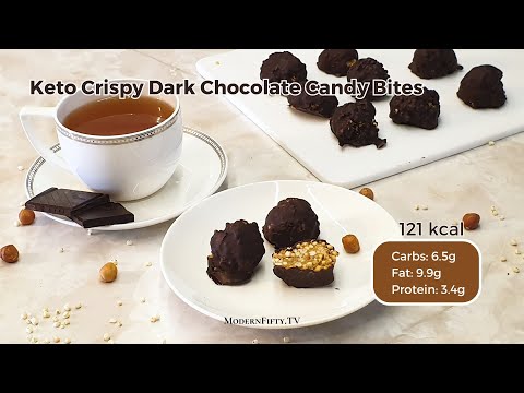 3 Ingredients No-bake Keto Crispy Dark Chocolate Candy Bites (low-carb, healthy, Paleo) #ketodessert