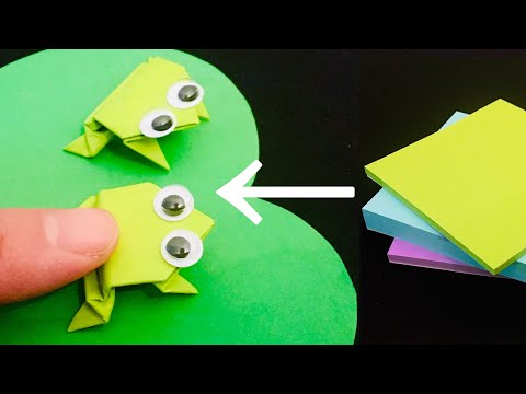 Sticky Note Origami Jumping Frog / Post-it Origami / Easy Origami Frog
