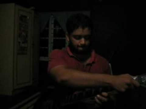 Farmer Playing guitar without strumming strings legato action