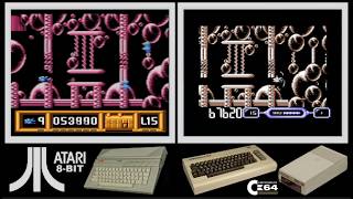 Atari 8-bit vs C64 : SUBTERRANEA / HUMANOID (Side by side comparison)