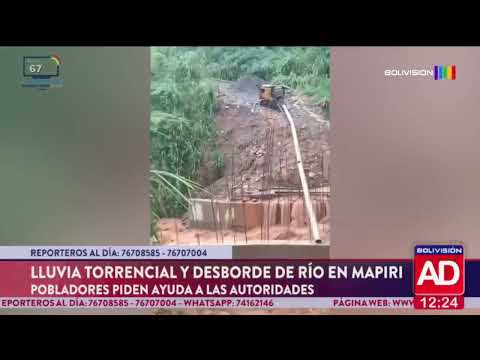 Las lluvias torrenciales provocan desborde del río en Mapiri