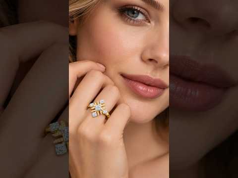 Exquisite Diamond Gold Starburst Ring video 2