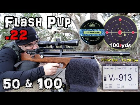 Hatsan Flash Pup .22 Air Rifle + 50 \u0026 100 Yard Accuracy TEST + FULL REVIEW - Spark Air Compressor