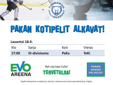 2021 9 18  Kuusamon Pallo-Karhut - TeKi Raahe  III-div jääkiekko-ottelu