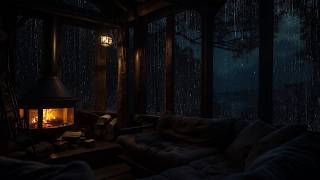 Warm Fireplace and Rain in the Woods | Soothing Cabin Ambience to Rest and Recharge