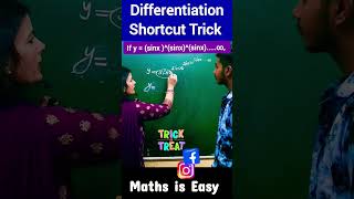 Differentiation Shortcut Trick | Continuity & Differentiability Class 12 /JEE/ NDA/CUET #shorts #fun