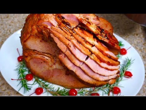 Jamón con salsa de ciruela muy rico para acción de gracias y Navidad.