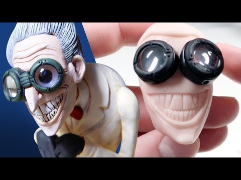 Making a MAD SCIENTIST with MAGNIFYING GOGGLES from Scratch - Polymer Clay Timelapse Tutorial