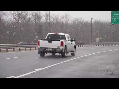 1-31-2021 New Brunswick, NJ Heavy Snow begins to fall, winter storm warning, drone