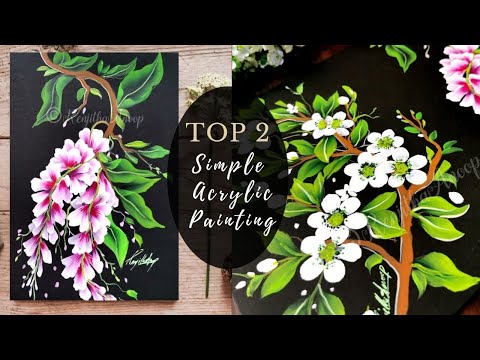 TOP 2 simple and easy acrylic painting flowers for beginners | Paint with Me | How to draw