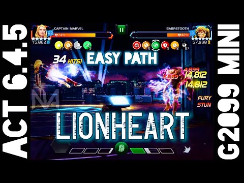 Act 6.4.5 Lionheart Path and Captain Marvel vs Guillotine 2099 Miniboss - Easy Path