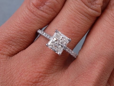 1.42 ctw Radiant Cut H SI1 Diamond Engagement Ring - BigDiamondsUSA