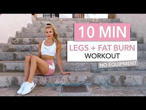 10 MIN LEGS + FAT BURN - tone your thighs, booty \u0026 burn calories - No Equipment I Pamela Reif