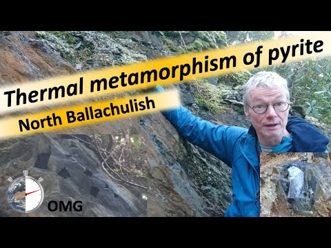 Thermal metamorphism of pyrite. North Ballachulish Slate Quarry