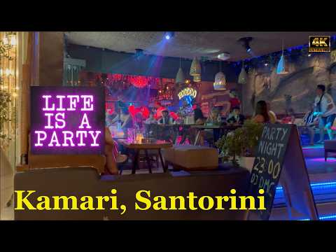 Kamari Santorini Nightlife 2025 Kamari Beach in 4K