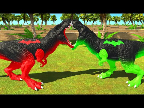 DINOSAUR RED BATMAN T-REX vs T-REX Green vs Hulk Goro 2 DEATH RUN - Animal Revolt Battle Simulator