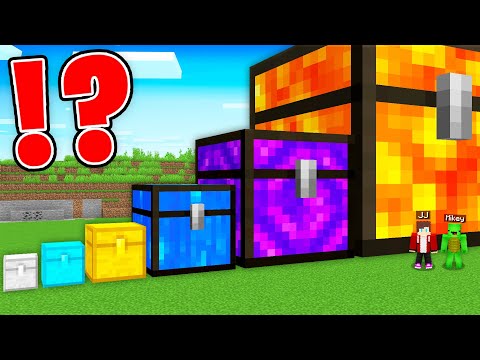 JJ and Mikey Found NEW CHEST of ALL SIZES : Diamond vs Gold vs Water vs Portal in Minecraft Maizen!