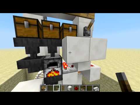 Minecraft Redstone: Compact Automatic Smelting Setup!