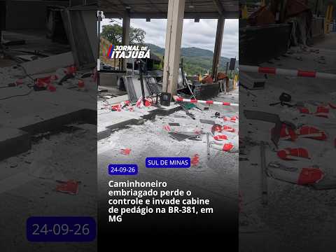 🚛🚨 CAMINHONEIRO EMBRIAGADO PERDE O CONTROLE DA DIREÇÃO E INVADE CABINE DE PEDÁGIO NA BR-381🚨🚛
