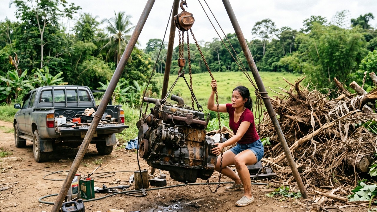 Restoration expert | Girl Successfully Restores Abandoned 8-Ton Truck Engine Found Under a Tree.