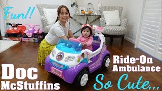 Power Wheels Ride-On Car! Disney Doc McStuffins Ambulance w/ Lights and Sounds Unboxing
