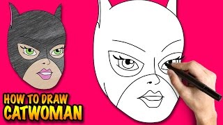 How to draw Catwoman - Easy step-by-step drawing lessons for kids