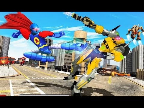 Robot Flying Hero City Rescue Missions | Flying Superman Robot Transform Car - Android GamePlay