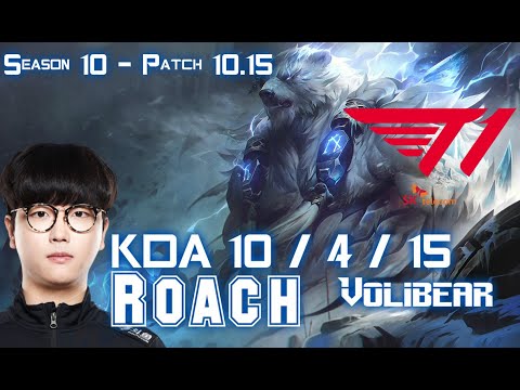 T1 Roach VOLIBEAR vs SINGED Top - Patch 10.15 KR Ranked