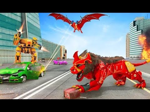 Robot Transforming Game with Flying Bat Robot in Lion Robot Car Games 20214 | Best android GamePlay
