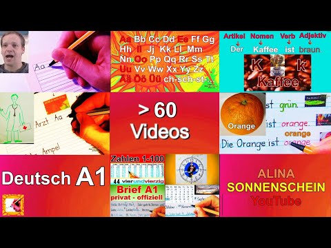 Deutsch A1 lernen mit Bildern - Schreibvorlagen gratis - Videos - Alphabet bis Sätze - international