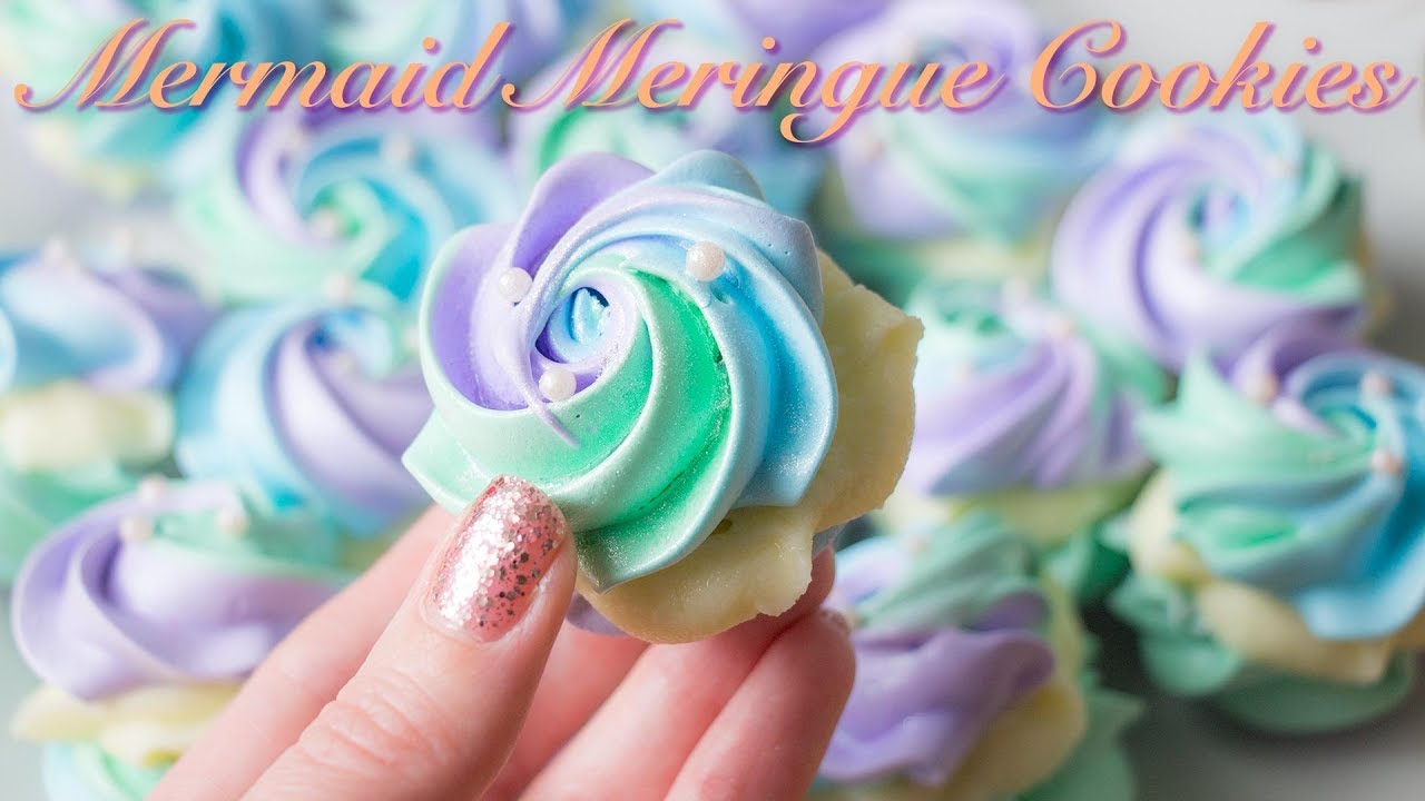 Mermaid Meringue Cookies with White Chocolate Ganache Filling! thumnail