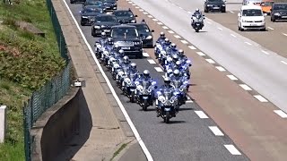 Queen Elizabeth II and Enormous Escort Entourage on a cleared Highway at Frankfurt video