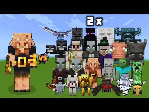 Piglin Brute vs 2x All Minecraft Mobs