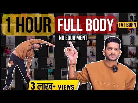 1 HOUR FULL BODY FAT BURN HOME WORKOUT (Warm Up, Arm & Back, Cardio, Ab, Leg & Thigh, Stretch)