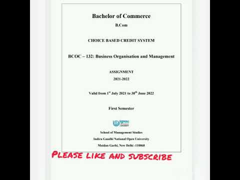 IGNOU ASSIGNMENT SOLUTION BCOC 132 BUSINESS ORGANISATION & MANAGEMENT 2021-2022