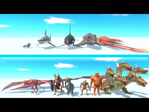 AQUATICS Team vs FANTASY Team - Animal Revolt Battle Simulator ARBS