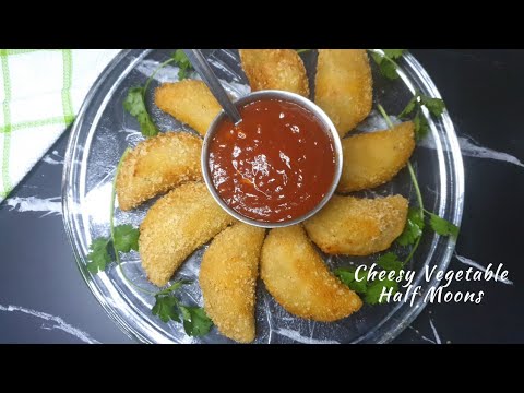 Cheesy Vegetable Half Moon Recipe | Delicious Cheesy Vegetable Half Moons by Tasty Meals and Treats