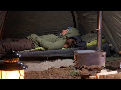 Solo Hot Tent Camping with My Dog . Roast Chicken in the Wild . Wood Stove ASMR